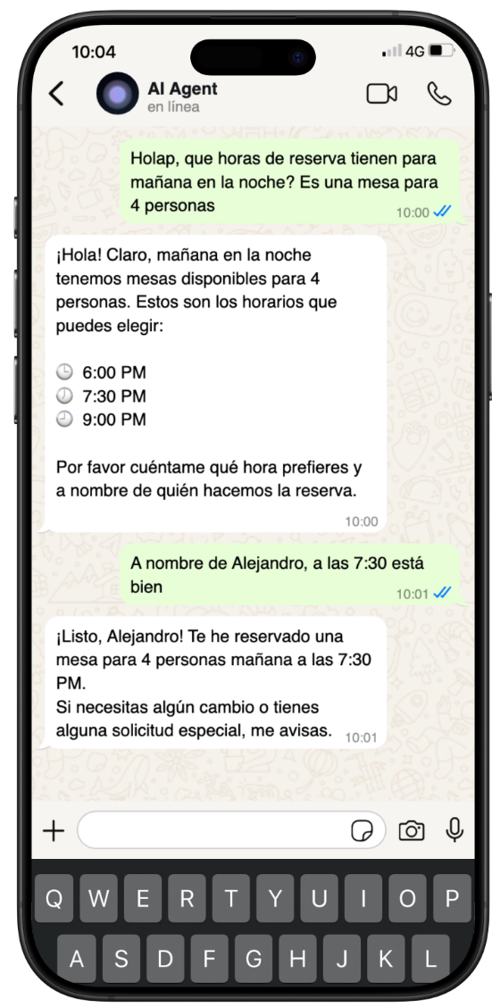 IA procesando y respondiendo automáticamente